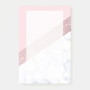 elegant girly rose gold glitter white marble pink post-it notes