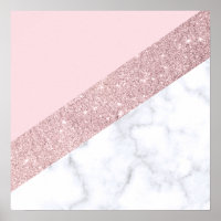 elegant girly rose gold glitter white marble pink