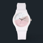 Elegant girly rose gold glitter white marble pink watch<br><div class="desc">Stylish and elegant geometric faux rose gold glitter,  white marble and pink colour block.</div>
