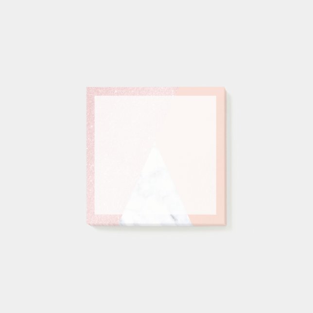 Elegant girly rose gold glitter & white marble post-it notes (Front)