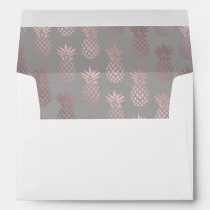 Elegant girly rose gold & grey pineapple pattern envelope