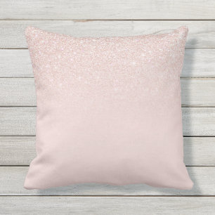 Elegant Girly Rose Gold Pink Glitter Ombre Cushion