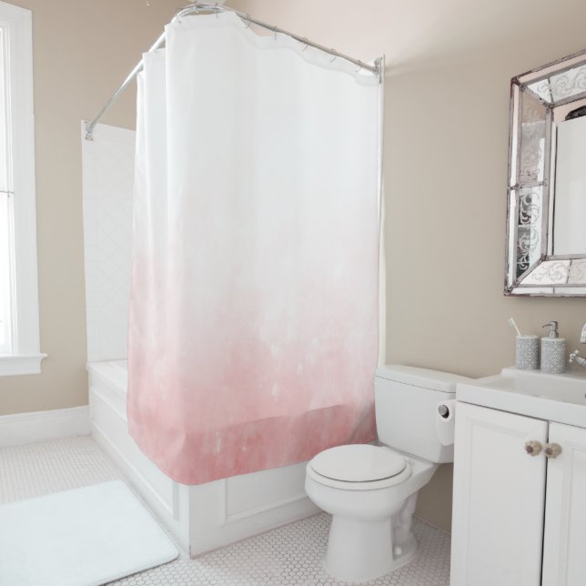 Elegant girly Rose ombre shower curtain (In Situ)
