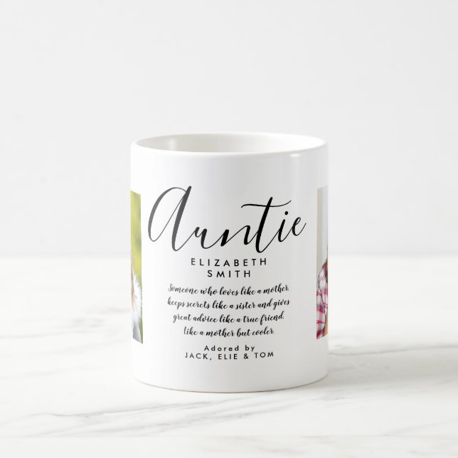 Elegant Girly Script Auntie Quote Photo Coffee Mug (Center)