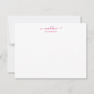 Elegant Girly Script Magenta Typography Note Card