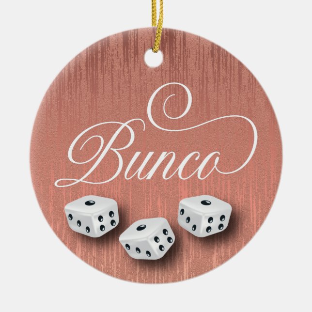 Elegant Girly Sparkle Dice Bunco Ceramic Tree Decoration (Front)