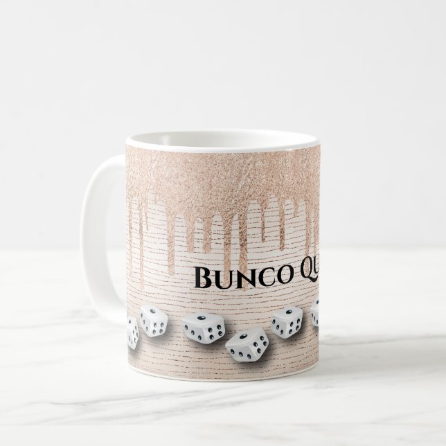Elegant Girly Sparkle Dice Bunco Monogram Coffee Mug (Front Left)