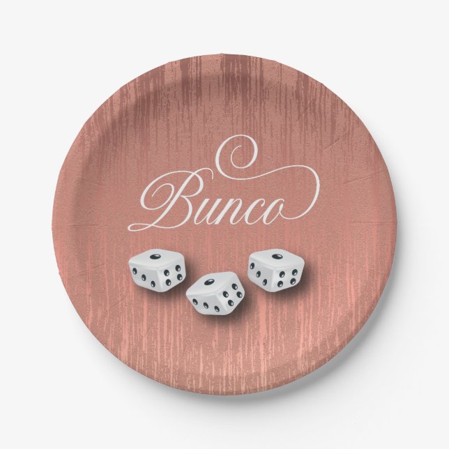 Elegant Girly Sparkle Dice Bunco Party Paper Plate (Front)