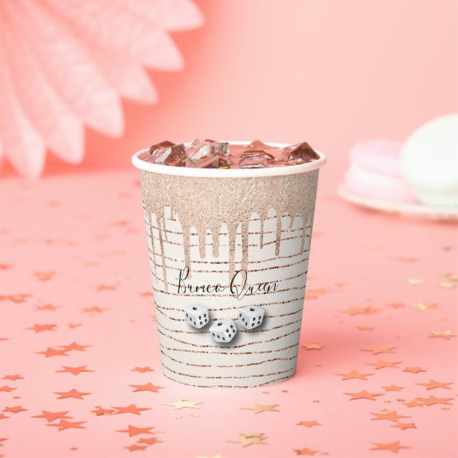 Elegant Girly Sparkle Queen Dice Bunco Paper Cups (Insitu)