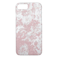 Elegant girly trendy pink coral white floral lace