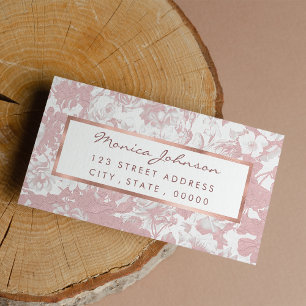 Elegant girly trendy pink coral white floral lace label