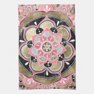 Elegant girly tribal mandala design tea towel