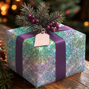 Elegant girly turquoise iridescent unicorn wrapping paper