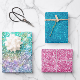 Elegant girly turquoise iridescent unicorn wrapping paper sheet