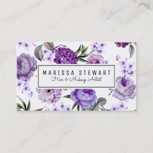 Elegant Girly Violet Lilac Purple Flowers Business Card