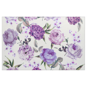 Elegant Girly Violet Lilac Purple Flowers Fabric