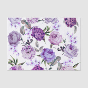 Elegant Girly Violet Lilac Purple Flowers Tissue Paper