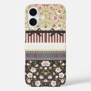 Elegant Girly White Lace And Pink Roses Case-Mate  iPhone 16 Case