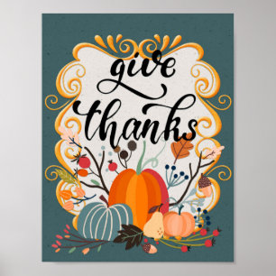 Elegant Give Thanks Poster