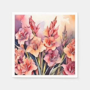Elegant Gladiolus Watercolor Napkin