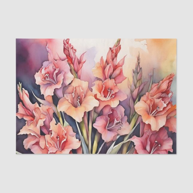 Elegant Gladiolus Watercolor Tissue Paper (Front)