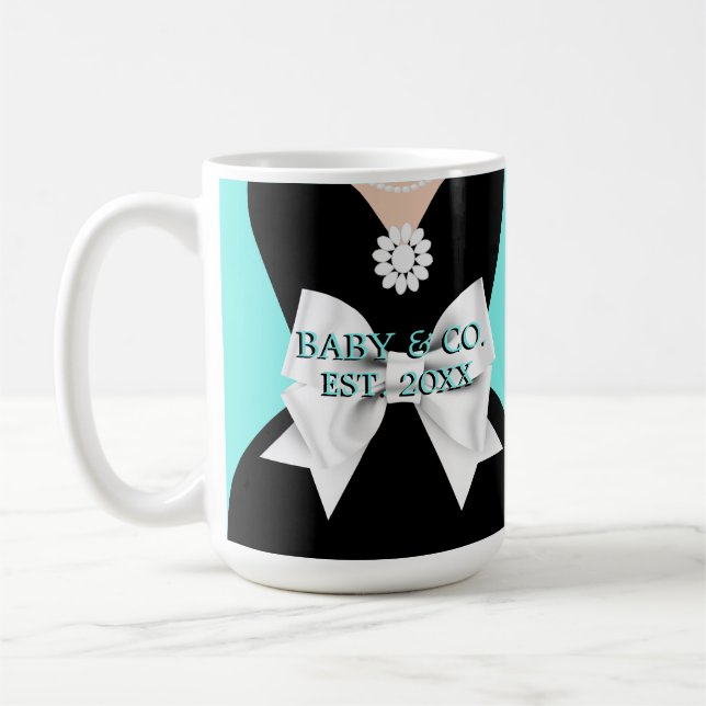 Elegant Glam Aqua Baby & Co Pregnancy Mummy to Be Coffee Mug (Left)