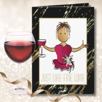 Elegant Glam Black Gold Red Wine Birthday 