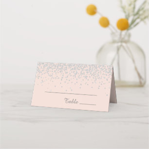 Elegant Glam Blush Pink Silver Glitter Birthday  Place Card