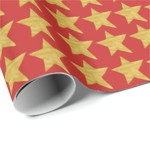 Elegant glam Christmas red gold star pattern Wrapping Paper