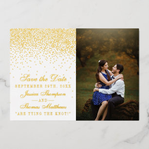 Elegant Glam Confetti Wedding Save The Date Real