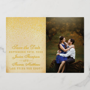 Elegant Glam Confetti Wedding Save The Date Real