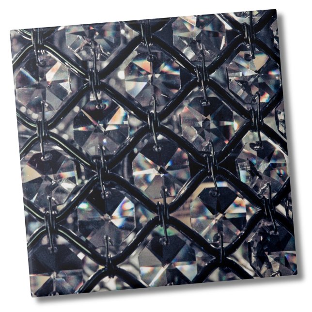Elegant Glam Geometric Pattern Tile (Elegant Glam Black White Crystal Geometric Pattern Ceramic Tile)