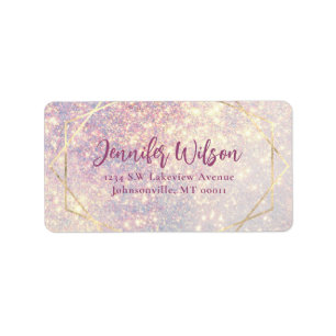 Elegant Glam Glitter Wedding Address Label