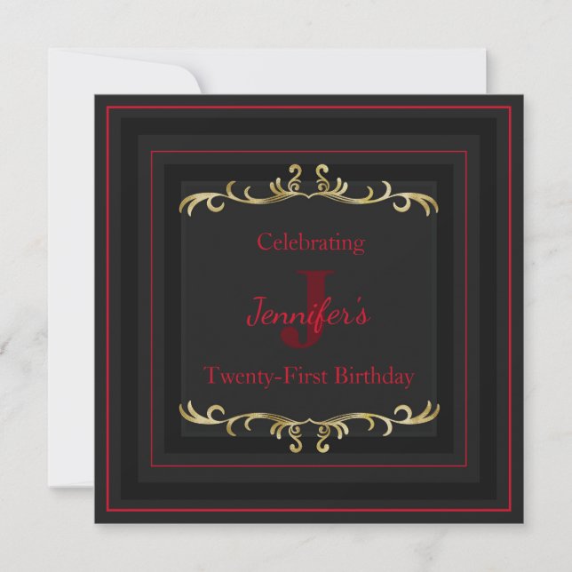 Elegant Glam Gold Birthday Invitation (Front)