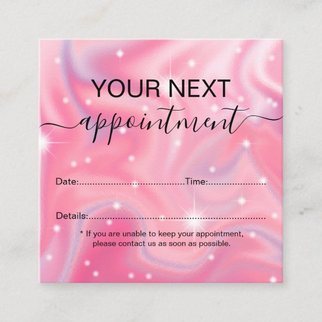 Elegant Glam Iradiscent Sparkle Holographic   Appo Appointment Card (Front)