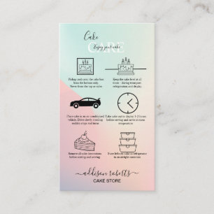 Elegant Glam Iridescent Holographic Cake Care Business Card