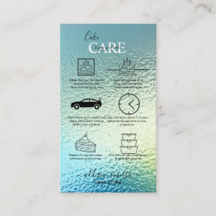 Elegant Glam Iridescent Holographic Cake Care  Business Card