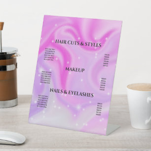 Elegant Glam Iridescent Holographic Price List  Pe Pedestal Sign