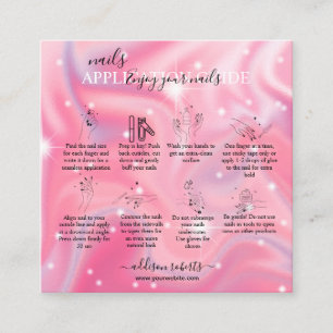 Elegant Glam Iridescent Nail Application Guide Square Business Card