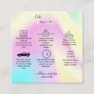 Elegant Glam Iridescent Sparkle Cake Care Square Business Card