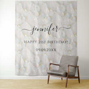 Elegant Glam Pastel Opal Gemstone Birthday Tapestry