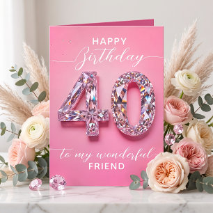 Elegant Glam Pink Diamond Sparkle 40th Birthday Card