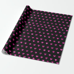 Elegant Glam Pink Gem Hearts Romantic Valentine Wrapping Paper