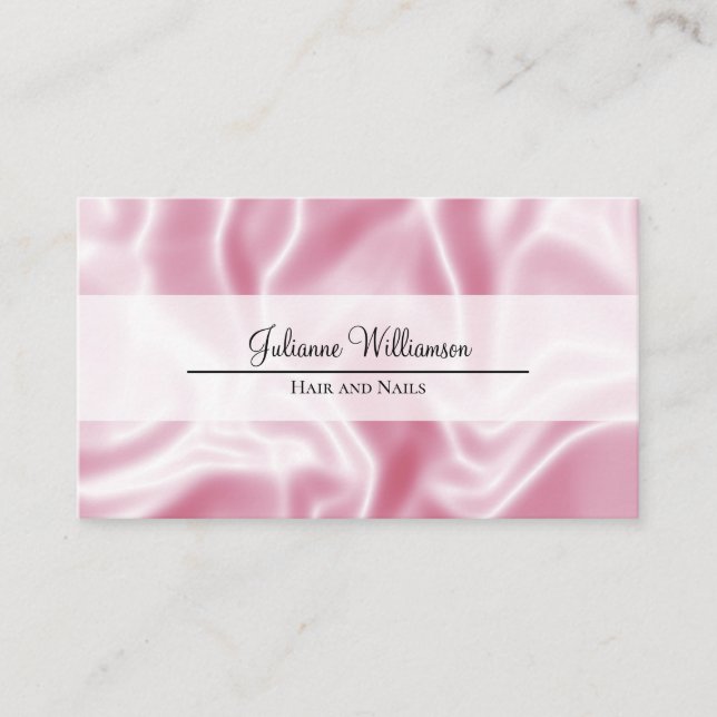 Elegant Glam Pink Satin Feminine Business Card (Front)