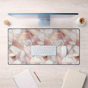 Elegant Glam Rose Gold Agate Marble Pattern Desk Mat