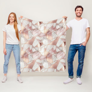 Elegant Glam Rose Gold Agate Marble Pattern  Fleece Blanket