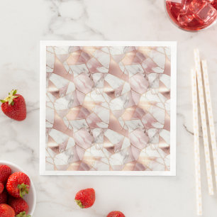 Elegant Glam Rose Gold Agate Marble Pattern Napkin