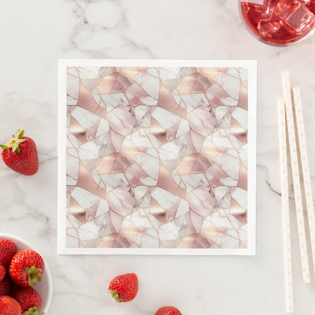 Elegant Glam Rose Gold Agate Marble Pattern  Napkin (Insitu)
