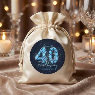 Elegant Glam Sapphire Blue Gemstone 40th Birthday Classic Round Sticker