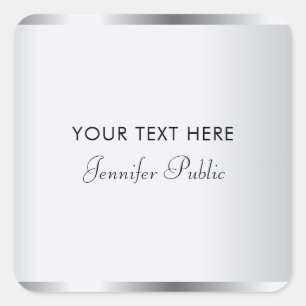 Elegant Glam Silver Template Calligraphy Script Square Sticker